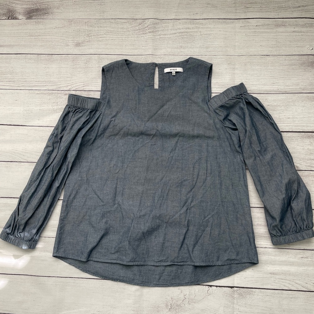 Ro & De Chambray Cold-Shoulder Top